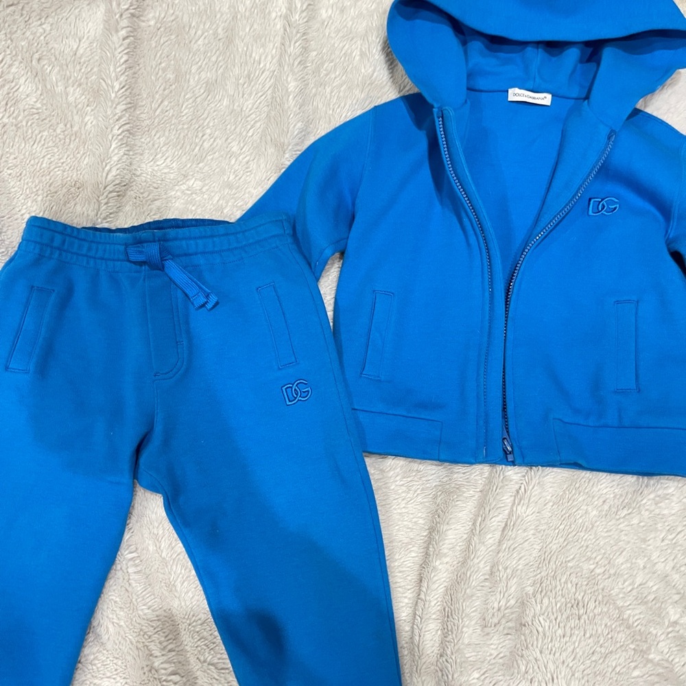 Kids Blue Dolce & Gabbana Hoodie and Jogger Set